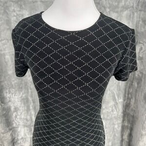 Maurices Stretchy Black Maxi Dress Silver Glitter Women's Sz Small Short Sleeve